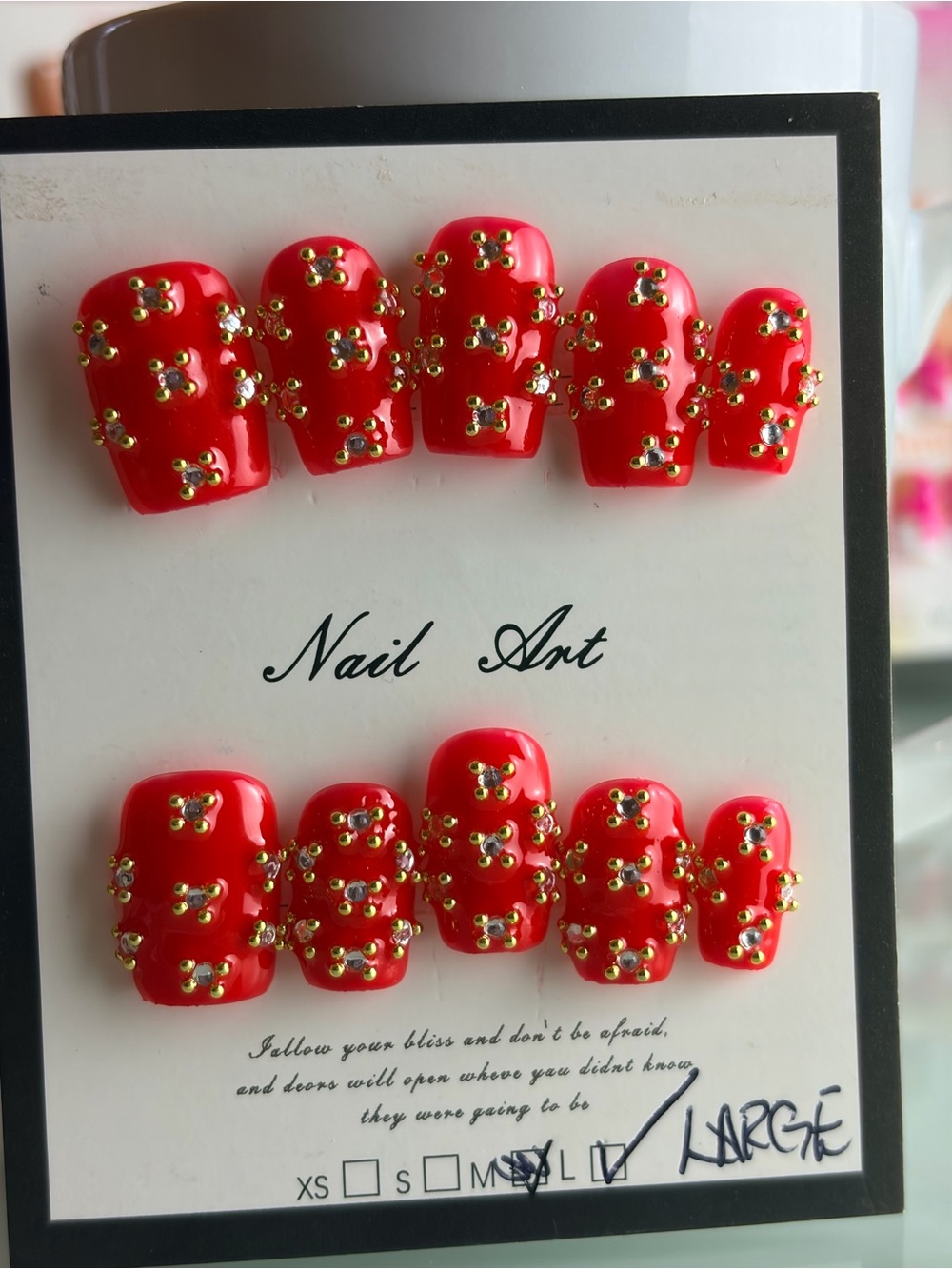 Size Large Red Studded Nails